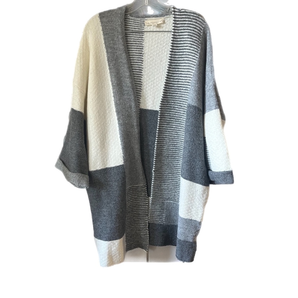 Lovestitch Open Front Color block contemporary conservative sweater